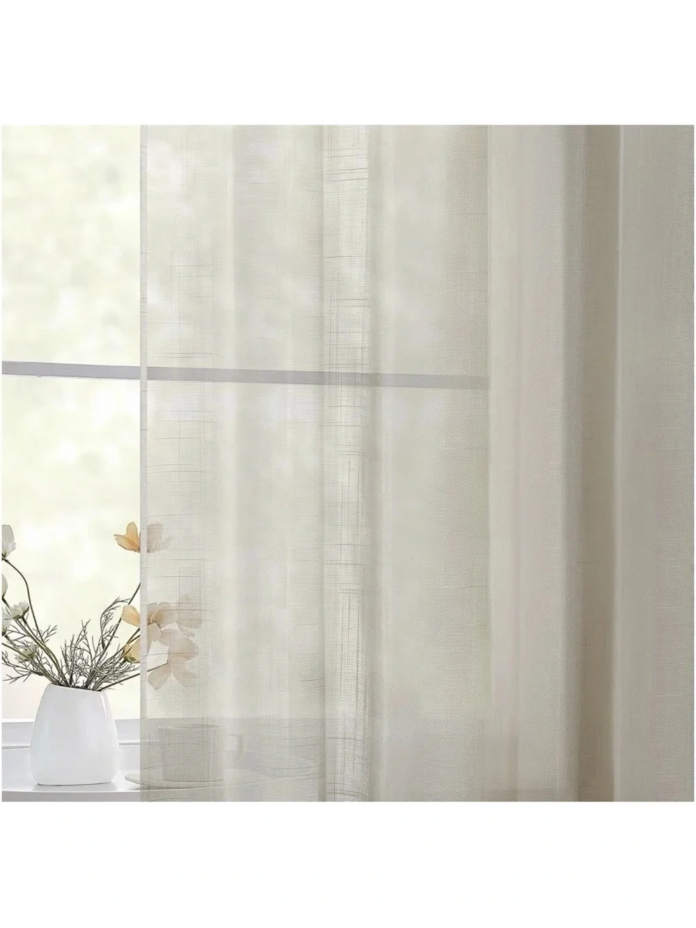 Twopages light brown faux linen curtains 72x96